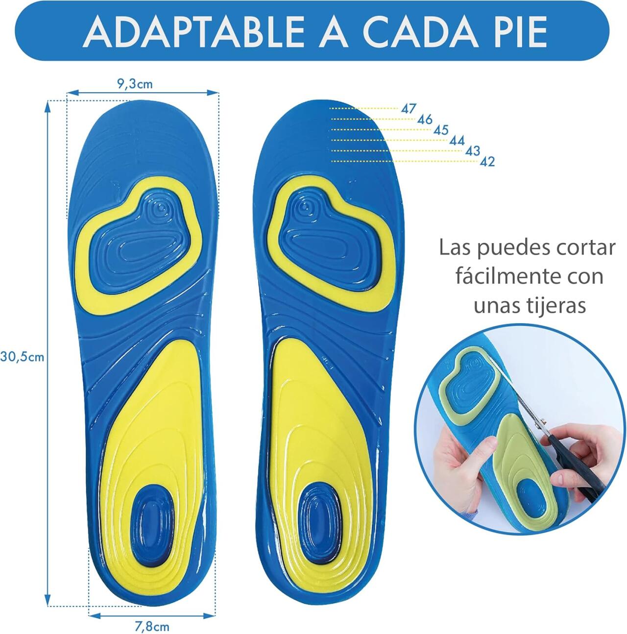 Plantillas de Gel para Mujer – Máxima Comodidad y Amortiguación para Todo Tipo de Calzado (Talla 38-42)