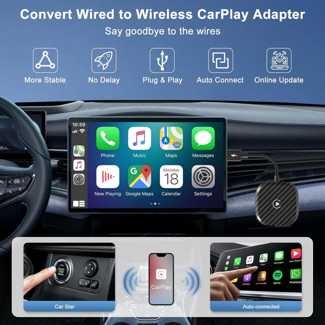 CarPlay Adaptador inalámbrico para iPhone